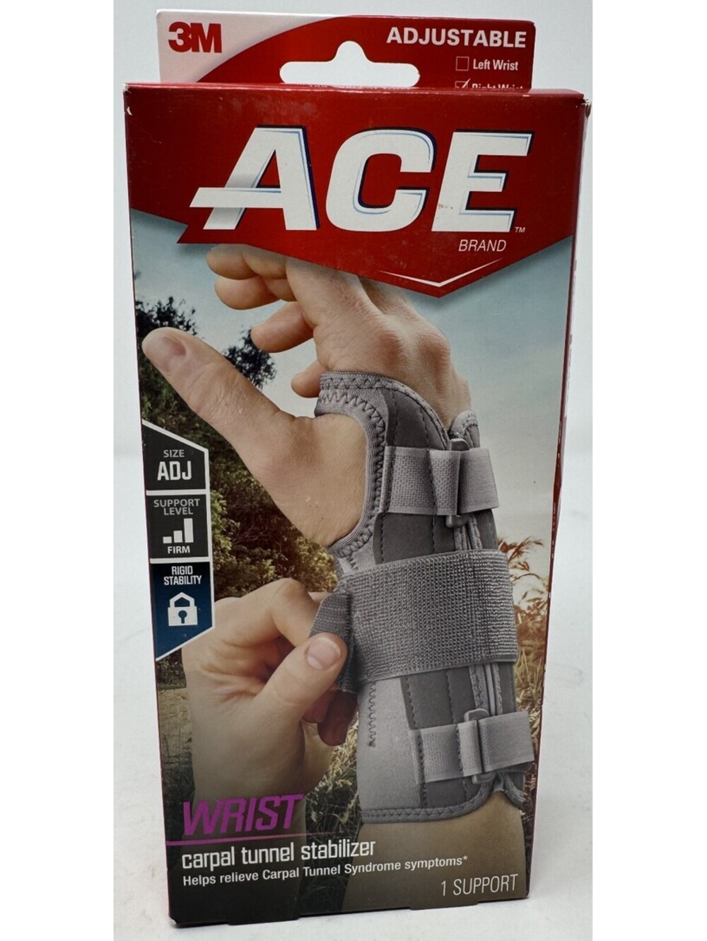 Ace Brand Deluxe Wrist Stabilizer Gray Adjust. Carpal Tunnel Brace Right Wrist
